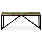 Bench Multicolour Solid reclaimed wood, steel 43.3 x 13.8 x 17.7 in