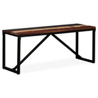 Bench Multicolour Solid reclaimed wood, steel 43.3 x 13.8 x 17.7 in