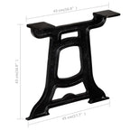 Coffee Table Leg Set of 2 Black Solid cast iron Medium
