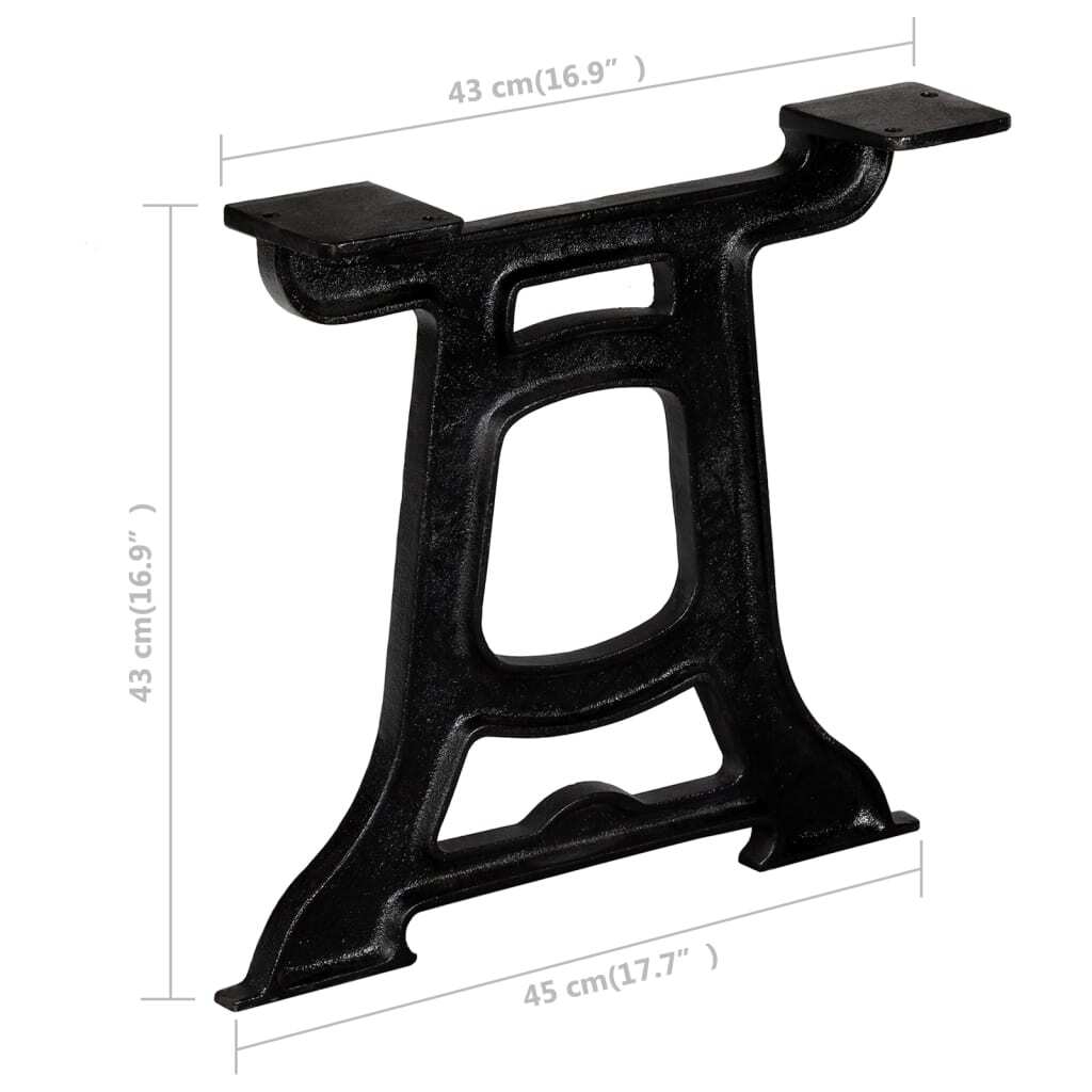 Coffee Table Leg Set of 2 Black Solid cast iron Medium