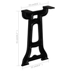 Bench Leg Set of 2 Black Solid Cast Iron 9.8 x 16.1 in Durable