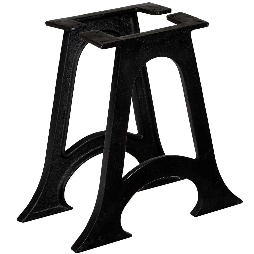 Coffee Table Leg Set of 2 Black Solid Cast Iron Medium Durable
