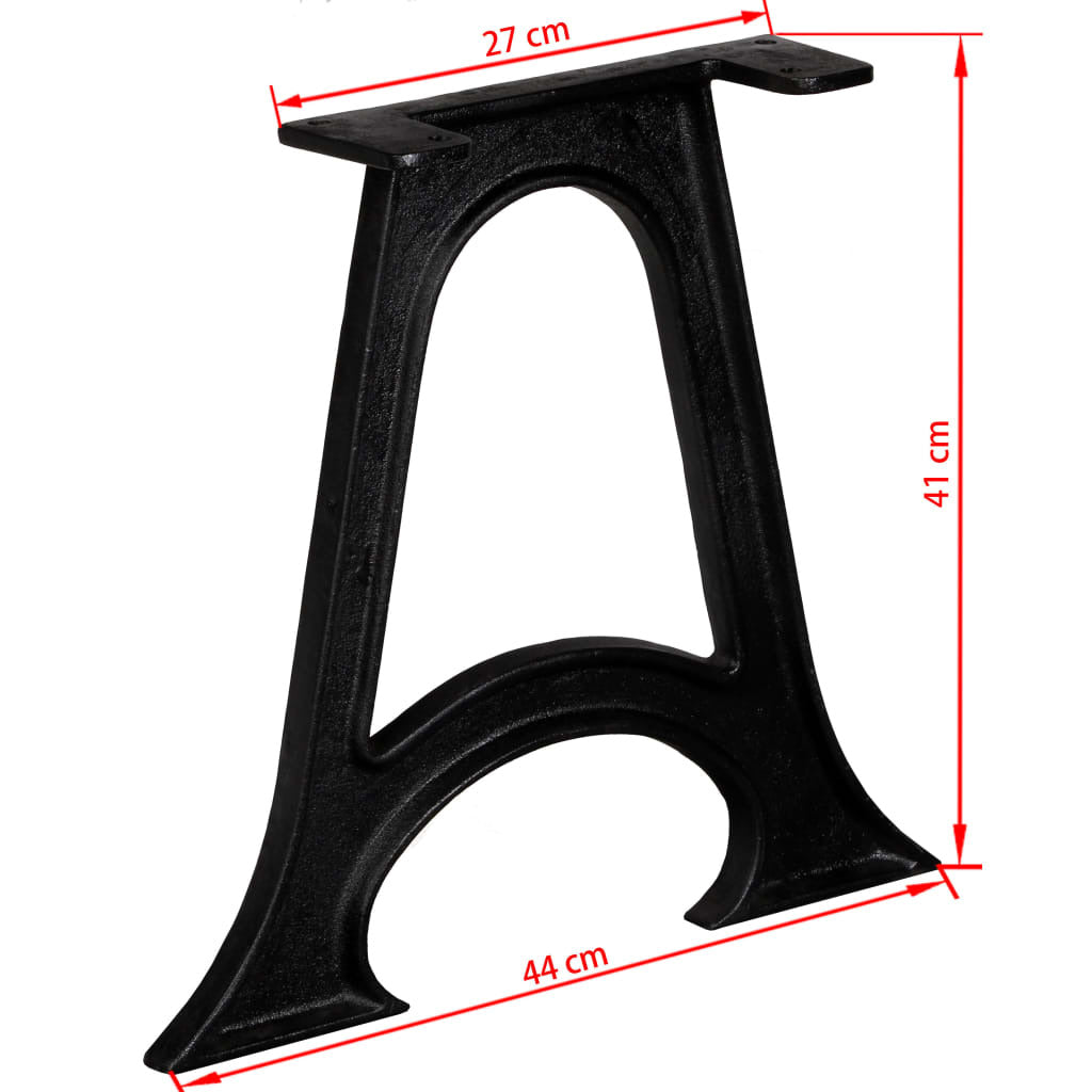 Coffee Table Leg Set of 2 Black Solid Cast Iron Medium Durable