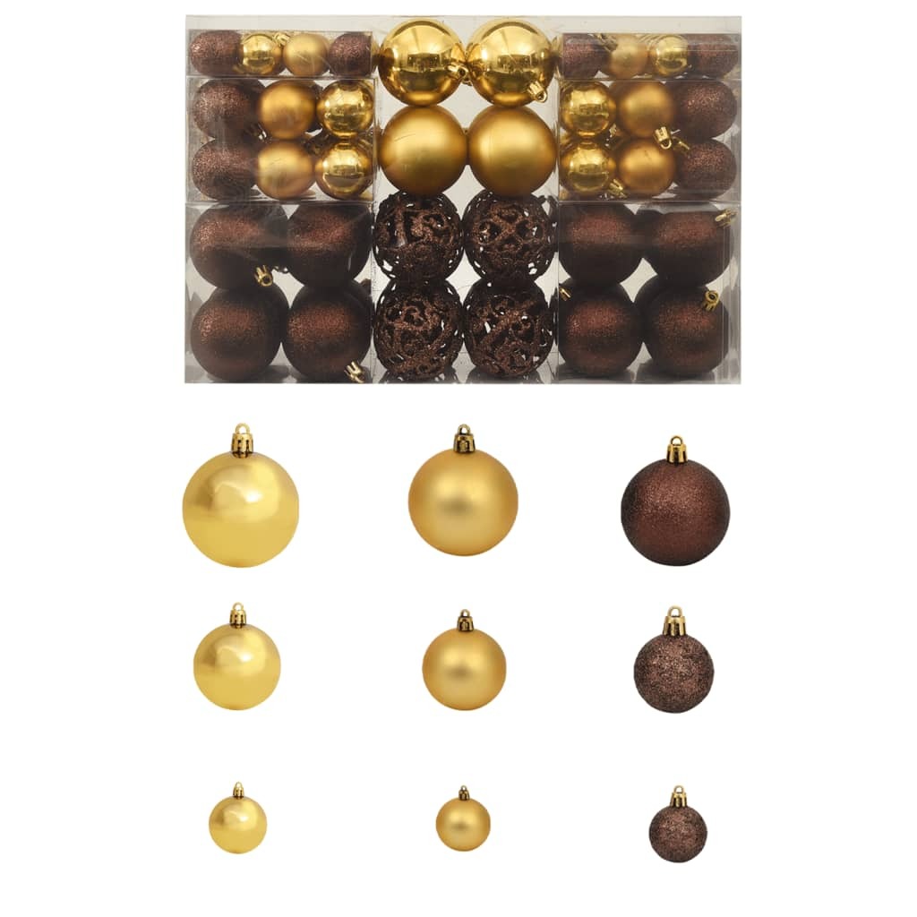 Christmas Ball Set of 100 Brown Plastic 1.2 in, 1.6 in, 2.4 in