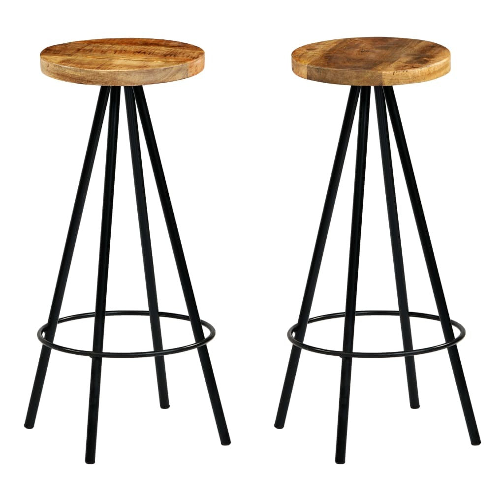 Bar Stool Set of 2 Natural wood and black