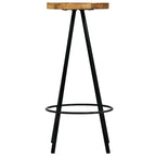 Bar Stool Set of 2 Natural wood and black