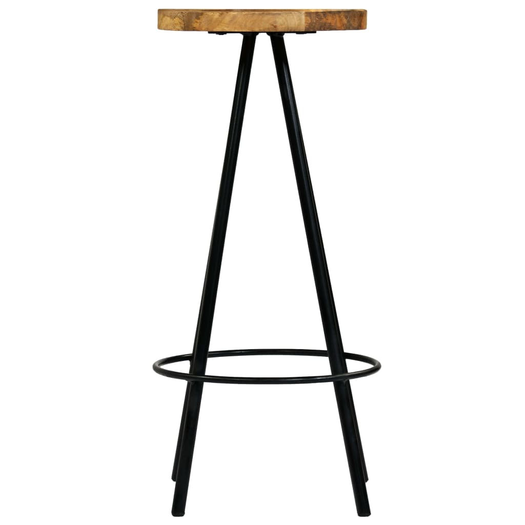 Bar Stool Set of 2 Natural wood and black