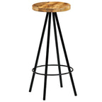 Bar Stool Set of 2 Natural wood and black