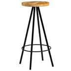 Bar Stool Set of 2 Natural wood and black