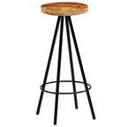 Bar Stool Set of 2 Natural wood and black