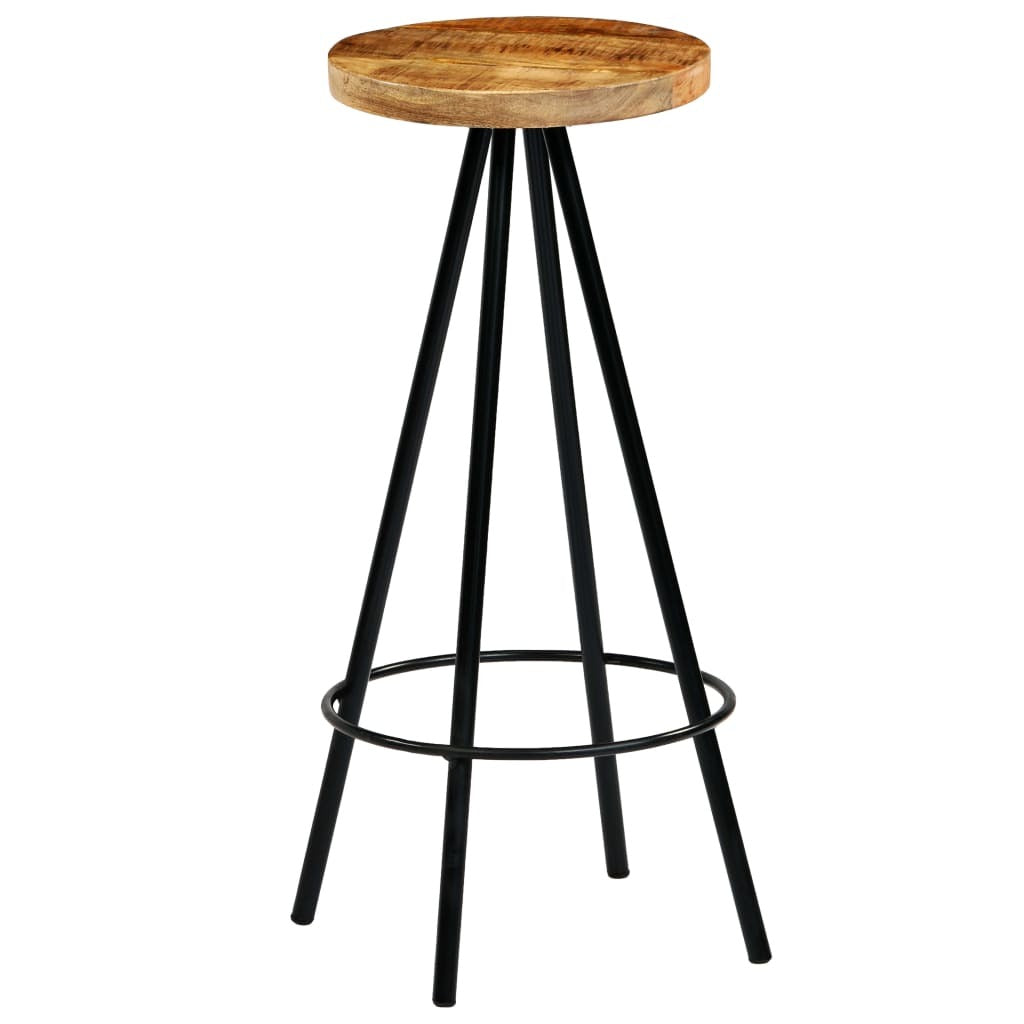 Bar Stool Set of 2 Natural wood and black