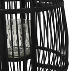 Candle Holder Black Bamboo and Glass Medium Decorative Inlays