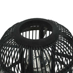 Candle Holder Black Bamboo and Glass Medium Decorative Inlays