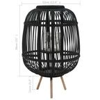 Candle Holder Black Bamboo and Glass Medium Decorative Inlays