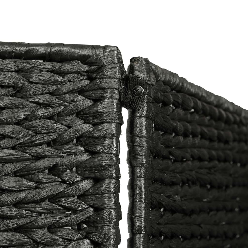 5-Panel Room Divider Black 76"x63" Water Hyacinth