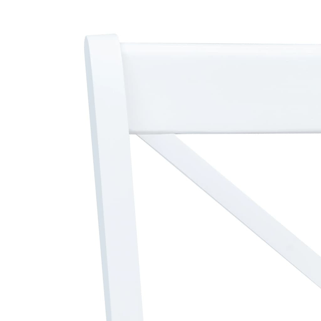 Dining Chair Set of 2 White and natural Solid rubber wood
