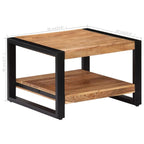 Coffee Table Brown Solid Acacia wood 23.6x23.6x15.7 in Industrial