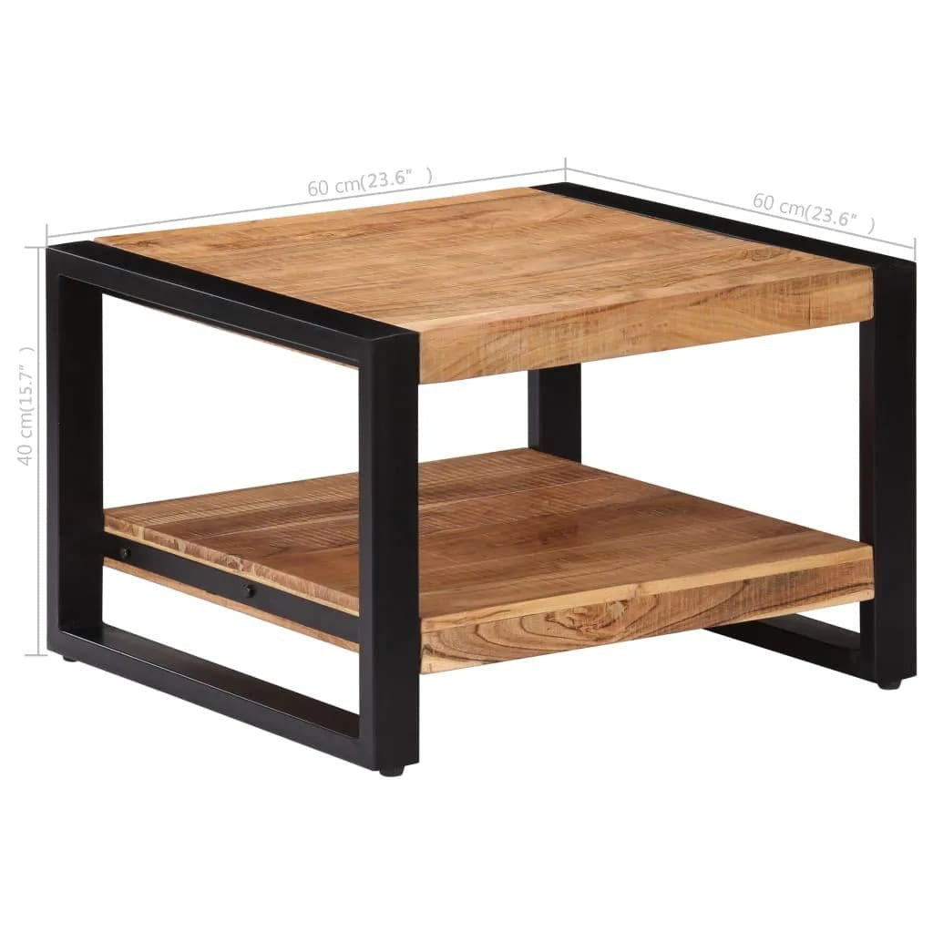 Coffee Table Brown Solid Acacia wood 23.6x23.6x15.7 in Industrial