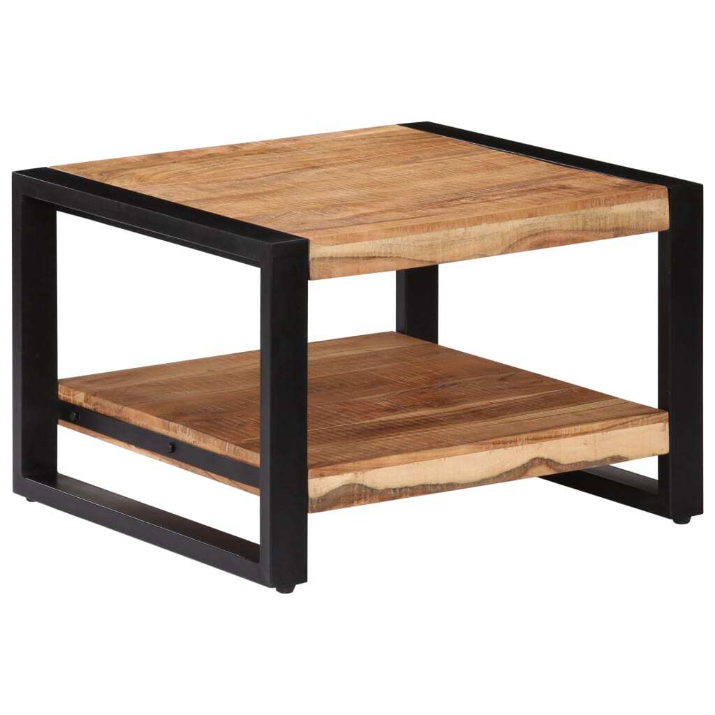 Coffee Table Brown Solid Acacia wood 23.6x23.6x15.7 in Industrial