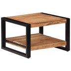 Coffee Table Brown Solid Acacia wood 23.6x23.6x15.7 in Industrial