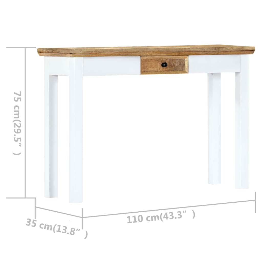 Console Table White and Brown Solid Mango Wood