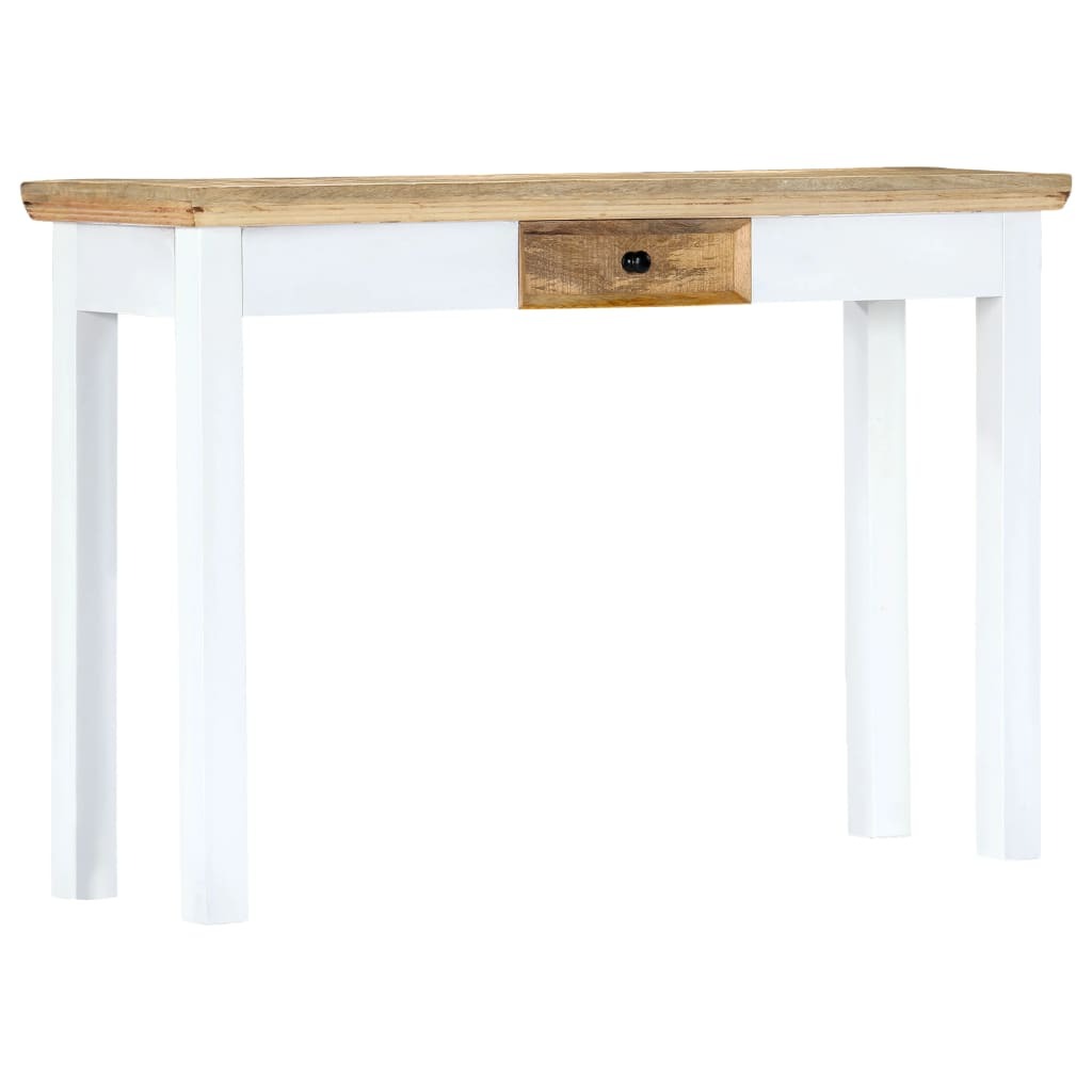 Console Table White and Brown Solid Mango Wood