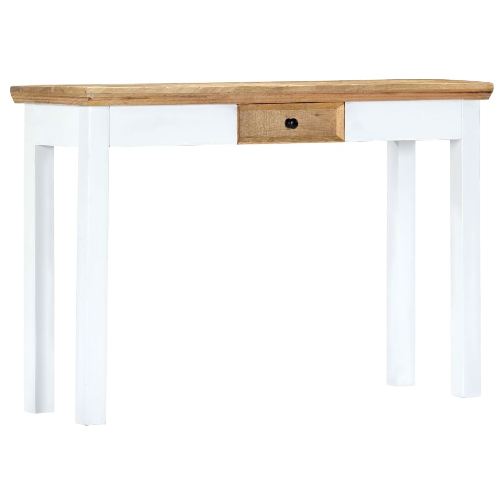 Console Table White and Brown Solid Mango Wood