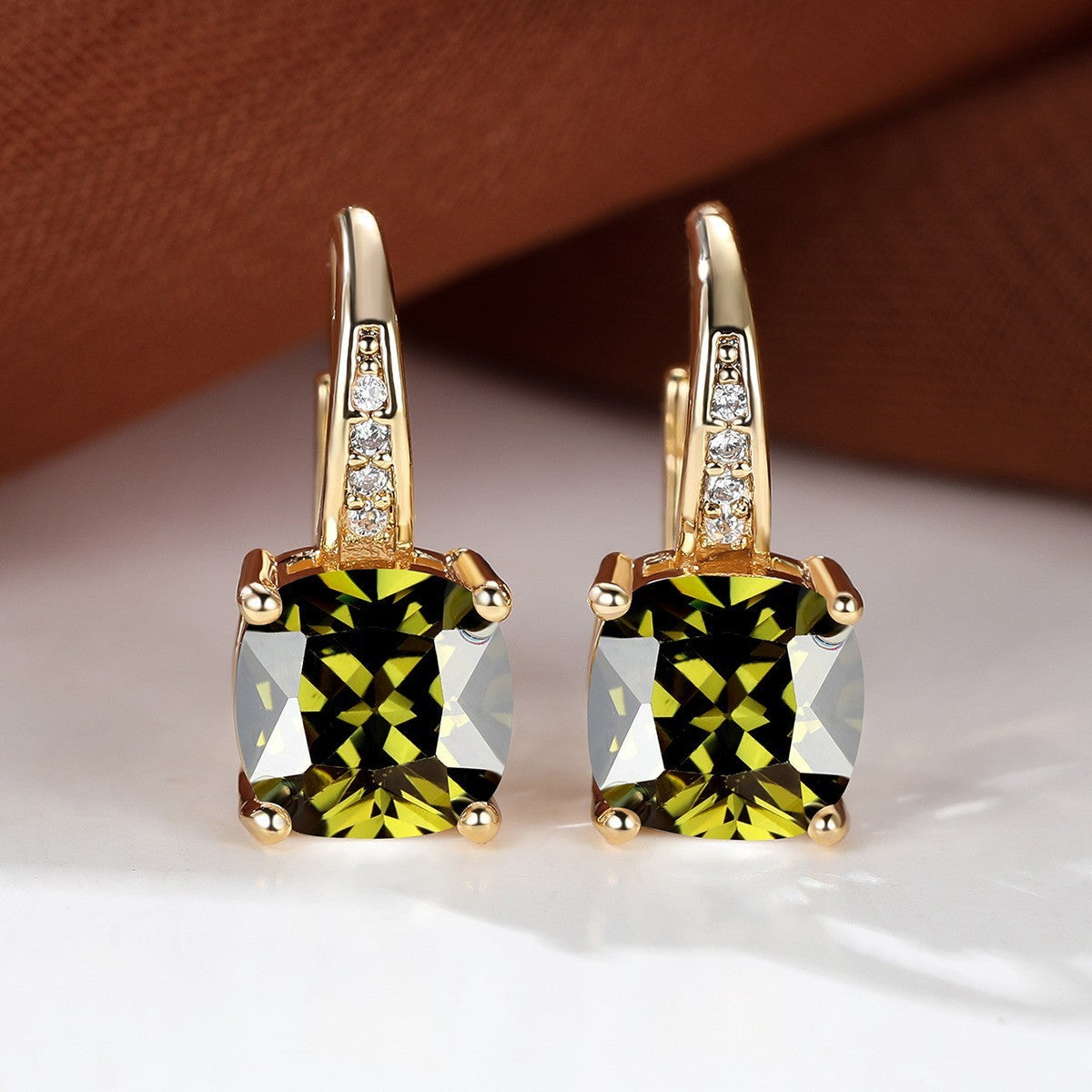 Square Zircon Inlaid Ear Hook – Korean Style Fashion, Versatile Design