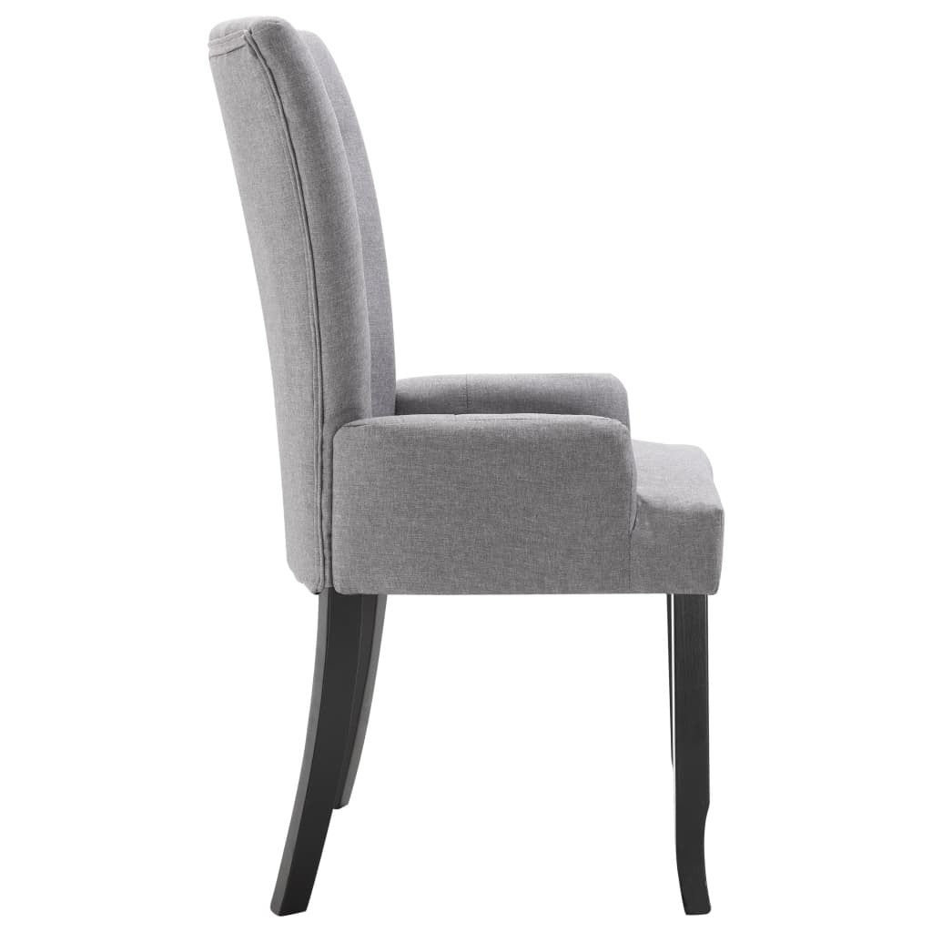 Dining Chair Light Grey Polyester and Solid Oak Wood Standard