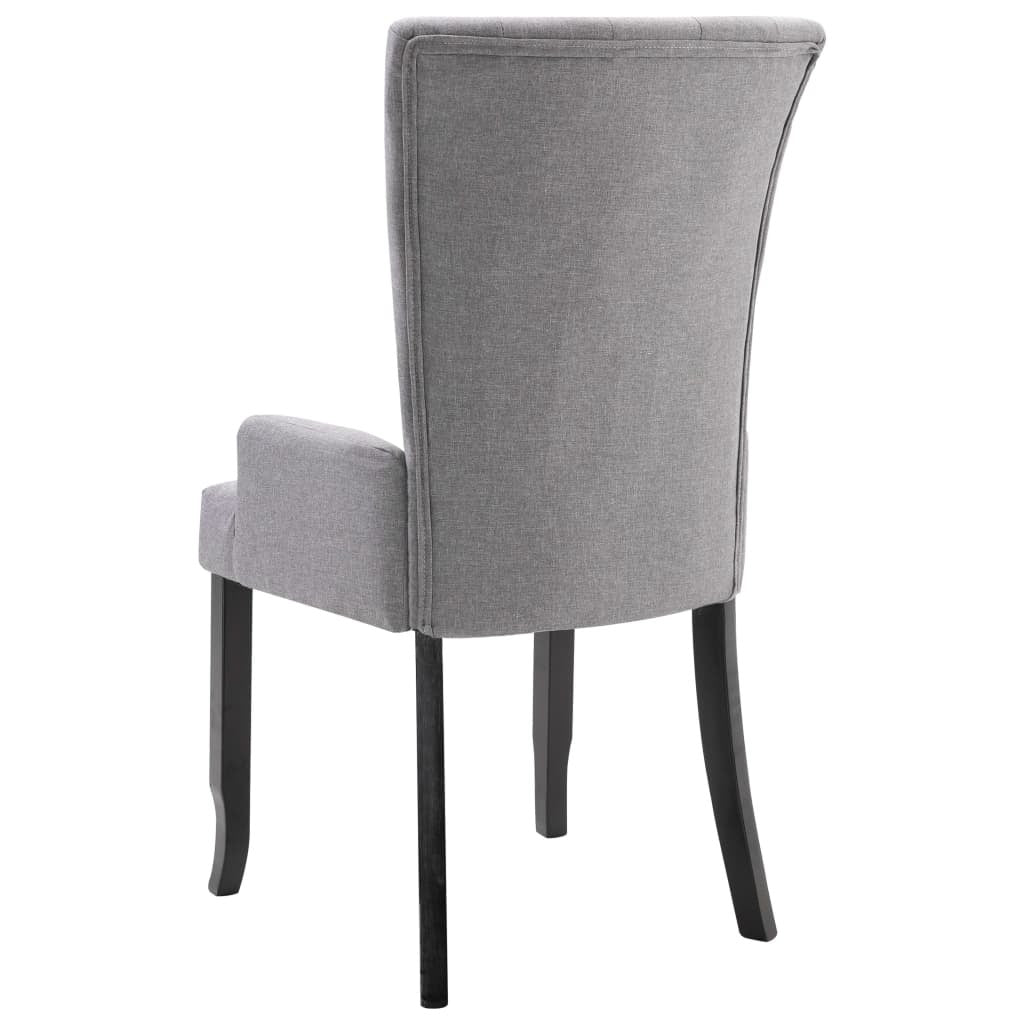 Dining Chair Light Grey Polyester and Solid Oak Wood Standard