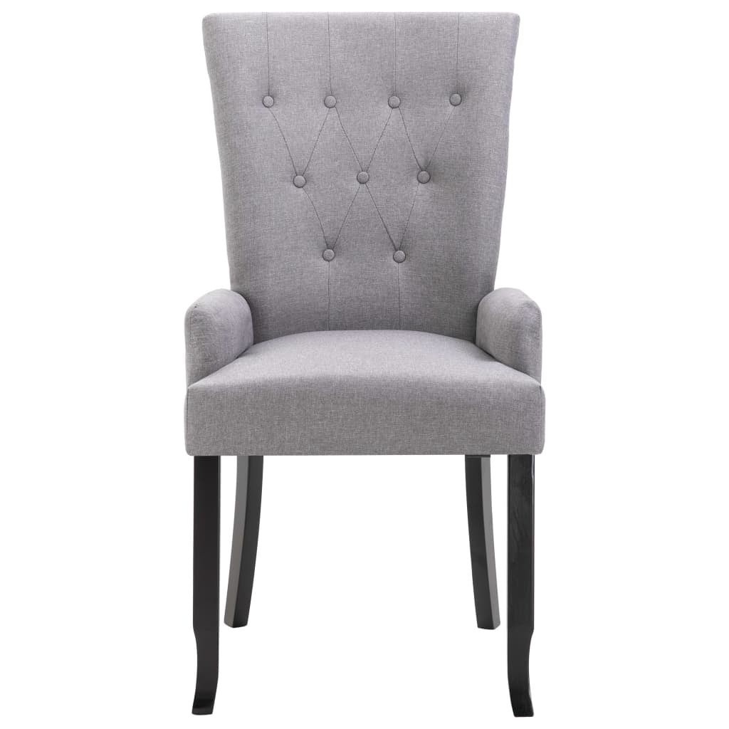 Dining Chair Light Grey Polyester and Solid Oak Wood Standard