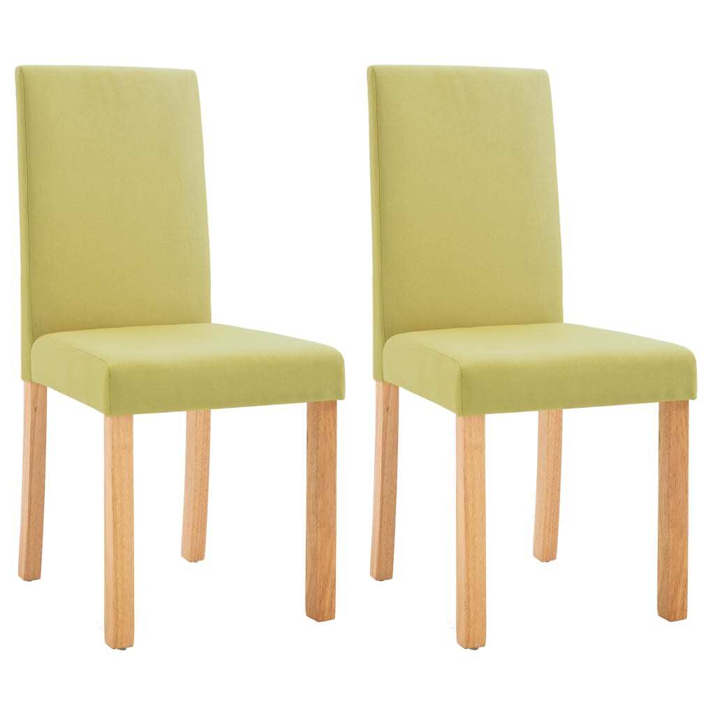 Dining Chair Set of 2 Green Fabric and rubber wood Standard