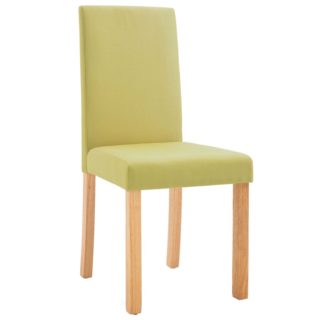 Dining Chair Set of 2 Green Fabric and rubber wood Standard