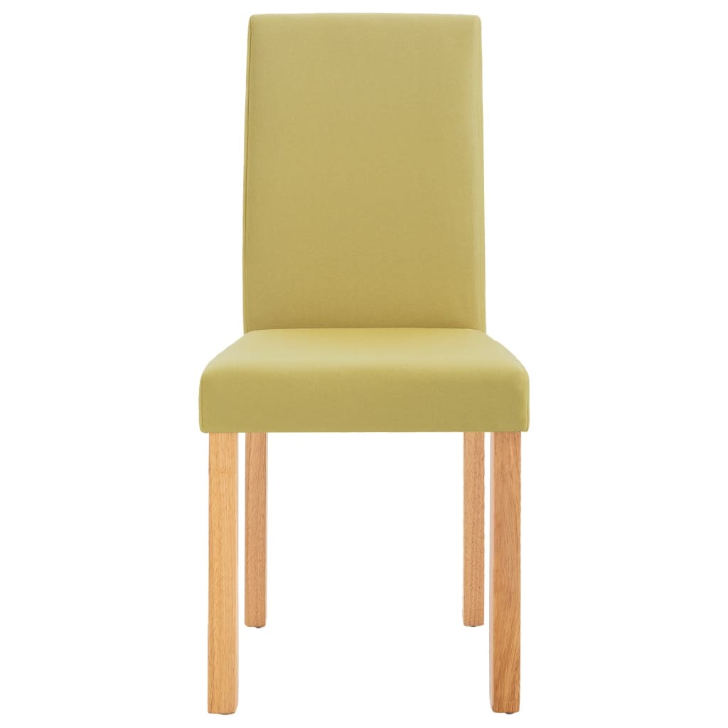 Dining Chair Set of 2 Green Fabric and rubber wood Standard