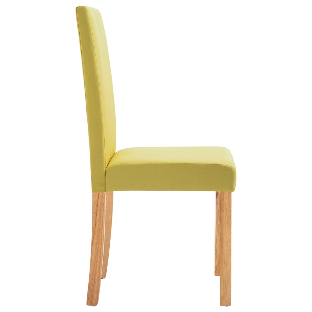 Dining Chair Set of 2 Green Fabric and rubber wood Standard