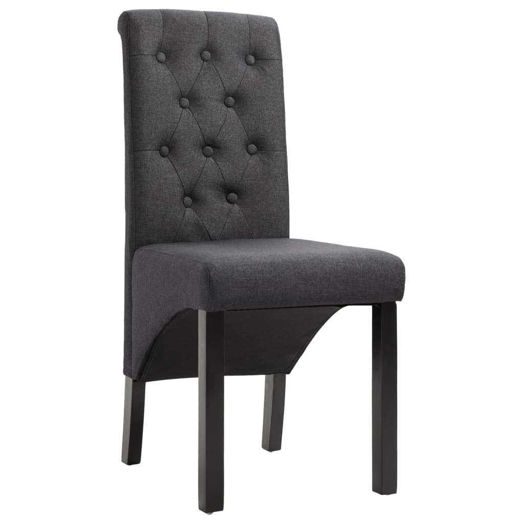 Dining Chair Set of 2 Dark Gray Fabric and Rubberwood Standard