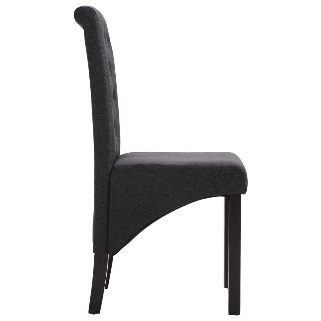Dining Chair Set of 2 Dark Gray Fabric and Rubberwood Standard