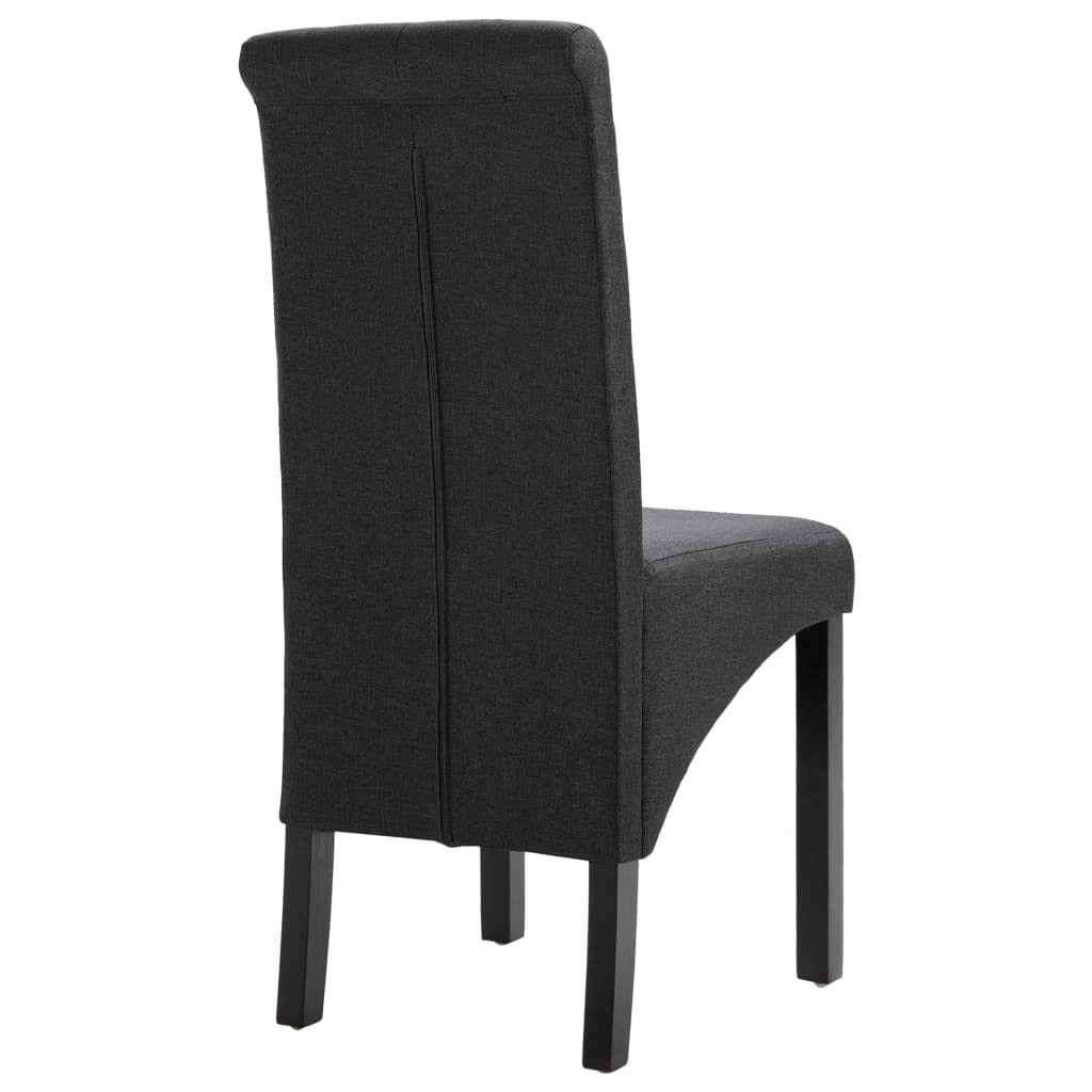 Dining Chair Set of 2 Dark Gray Fabric and Rubberwood Standard