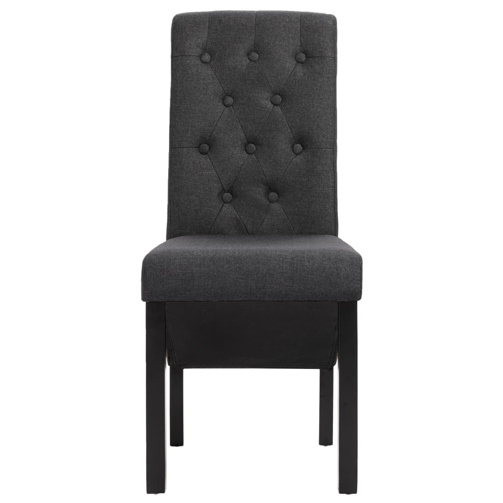Dining Chair Set of 2 Dark Gray Fabric and Rubberwood Standard