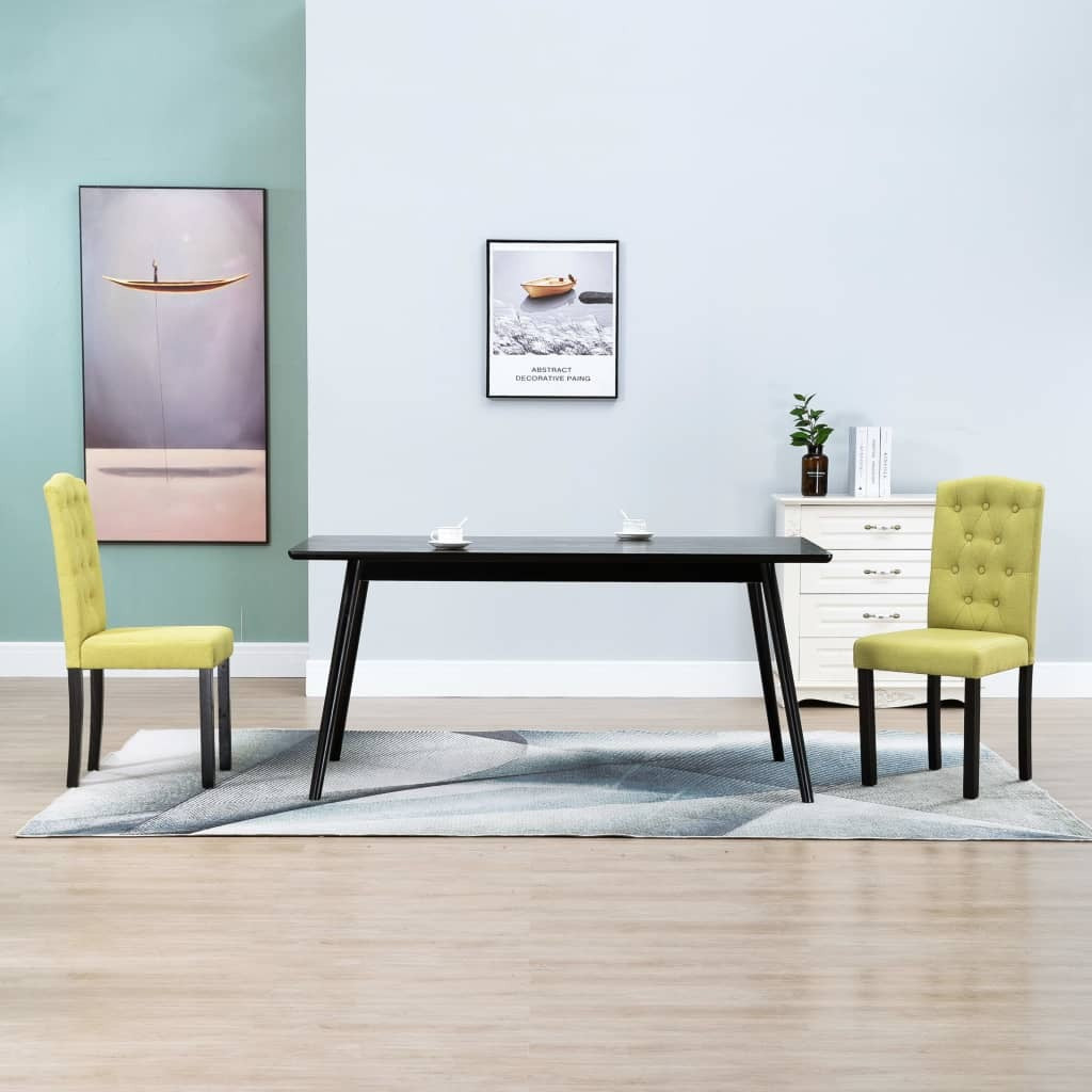 Dining Chair Set of 2 Green Fabric and Rubberwood Standard
