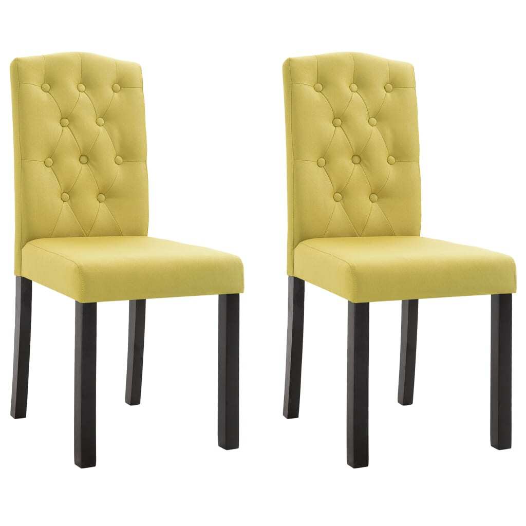 Dining Chair Set of 2 Green Fabric and Rubberwood Standard