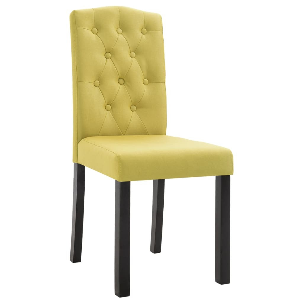Dining Chair Set of 2 Green Fabric and Rubberwood Standard