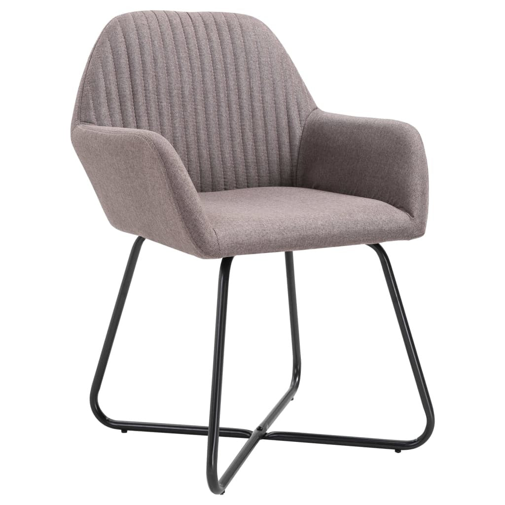 Dining Chair Set of 2 Taupe Fabric and powder-coated steel