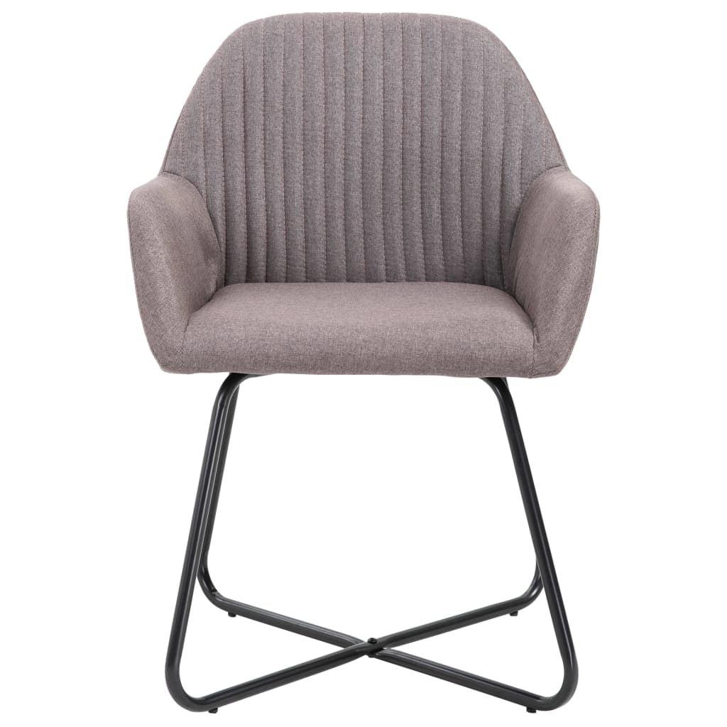 Dining Chair Set of 2 Taupe Fabric and powder-coated steel