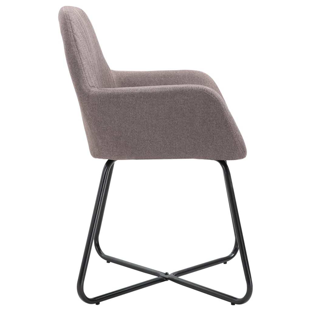 Dining Chair Set of 2 Taupe Fabric and powder-coated steel