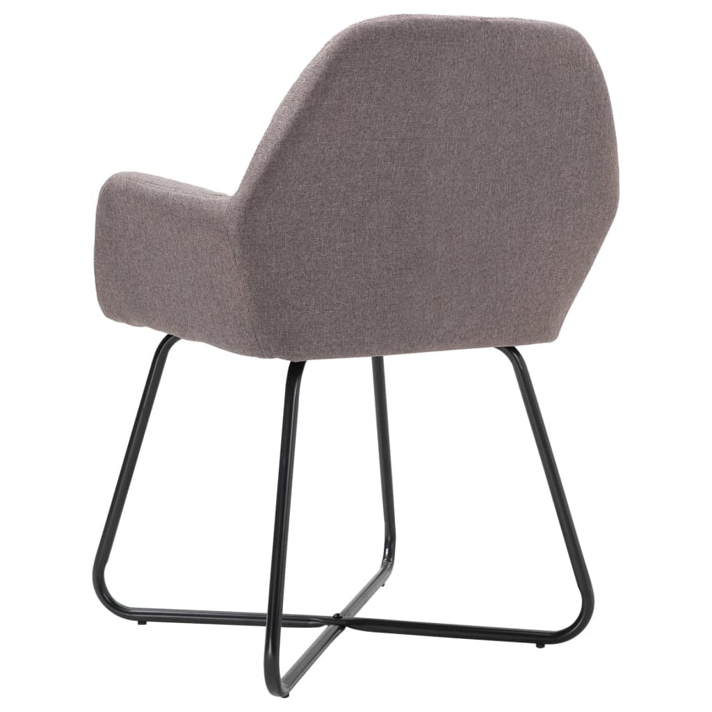 Dining Chair Set of 2 Taupe Fabric and powder-coated steel