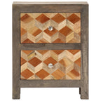 Bedside Cabinet Grey and brown Solid mango wood, MDF