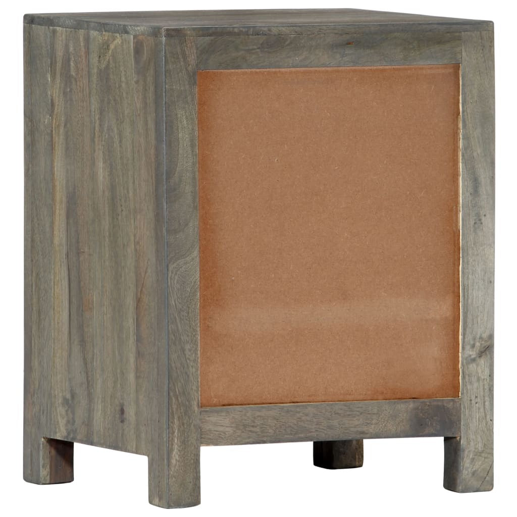 Bedside Cabinet Grey and brown Solid mango wood, MDF