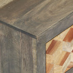 Bedside Cabinet Grey and brown Solid mango wood, MDF