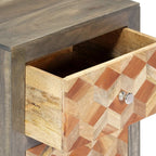 Bedside Cabinet Grey and brown Solid mango wood, MDF